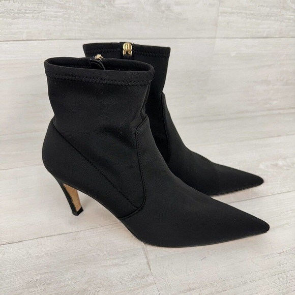 Good American The Icon Ankle Sock Bootie Women 8.5‎ Black Pointed Toe Stiletto - Picture 14 of 14
